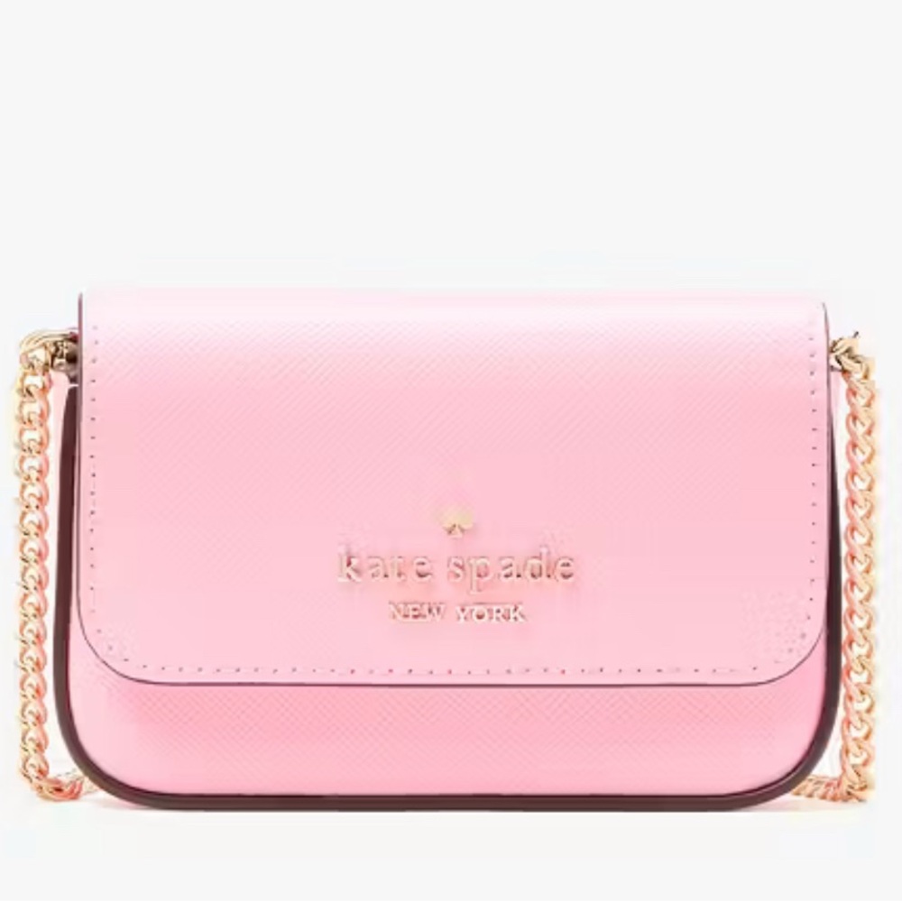 Kate Spade Pink Apple Mini Crossbody Bag with Gold Chain